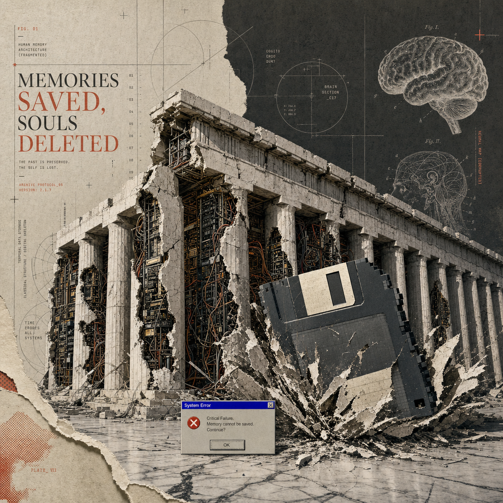Museum-grade digital pop-surrealist collage - The Cloud Pantheon (云端万神殿的遗迹)