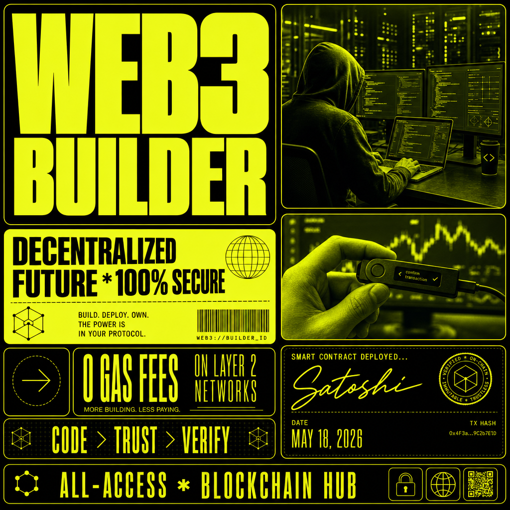 Duotone bento-box brutalist UI poster - Web3 Blockchain Developer (Web3 区块链极客)