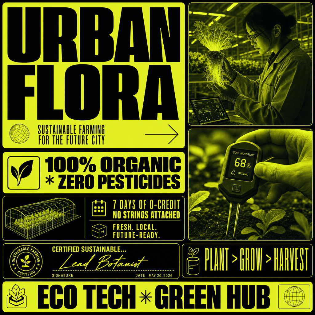 Duotone bento-box brutalist UI poster - Vertical Hydroponics Farm (垂直水培农场)
