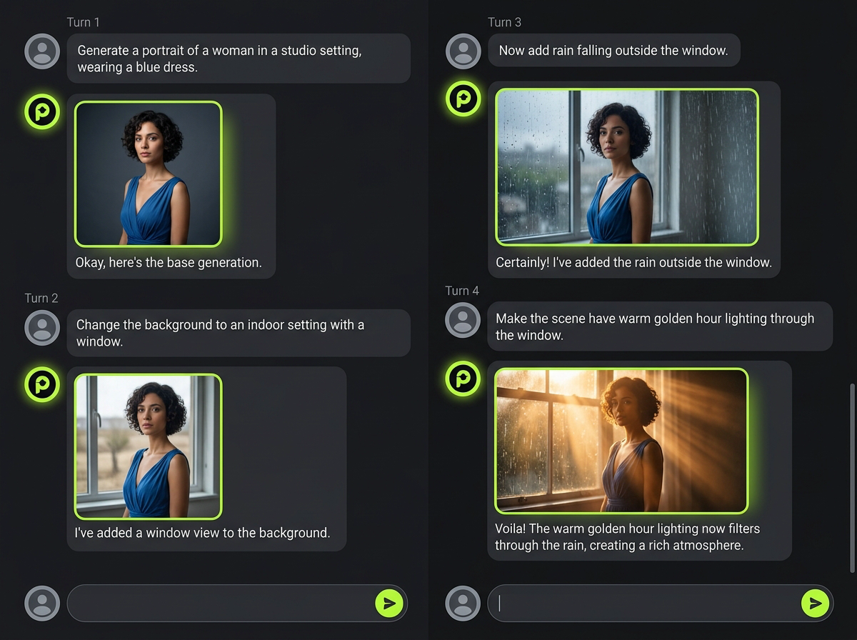 Pixparkle chat: rain added to window, everything else preserved through multi-turn editing